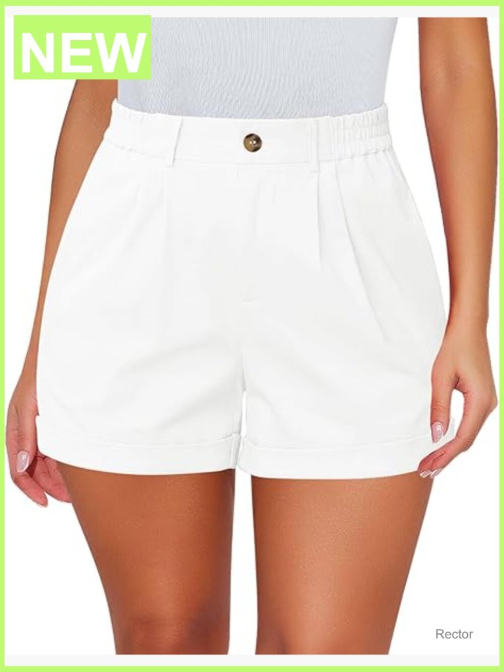 High Waisted Dressy Casual Cotton Twill Pleated Shorts with Pockets